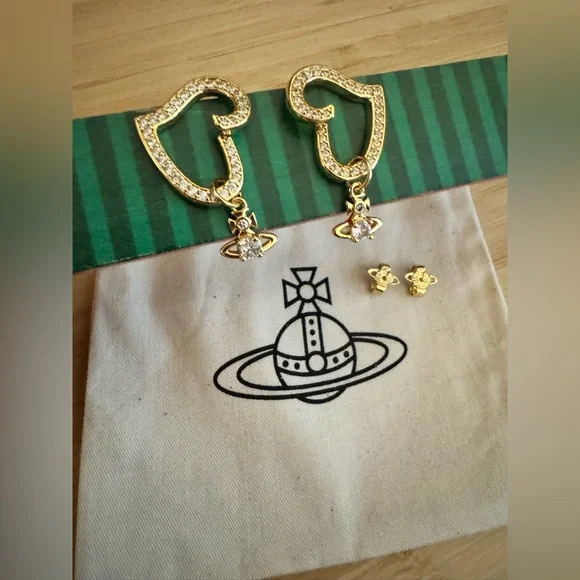 Vivienne Westwood Heart orb Dangle Earrings - Picture 2 of 5